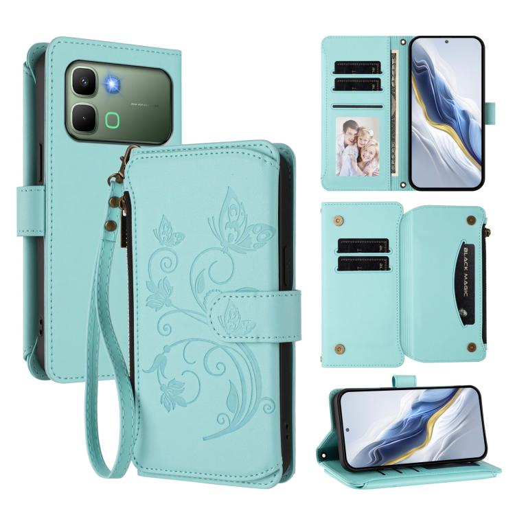 Butterfly Love Flower Multi-card Zipper Wallet Leather Phone Case, For Infinix GT 50 Pro 5G, For Infinix Note Edge 5G, For Infinix Smart 20 4G / X6840, For Infinix Note 60 / 60 Pro 5G, For Infinix Hot 60 4G / 60i 4G, For Infinix Smart 10 Plus 4G