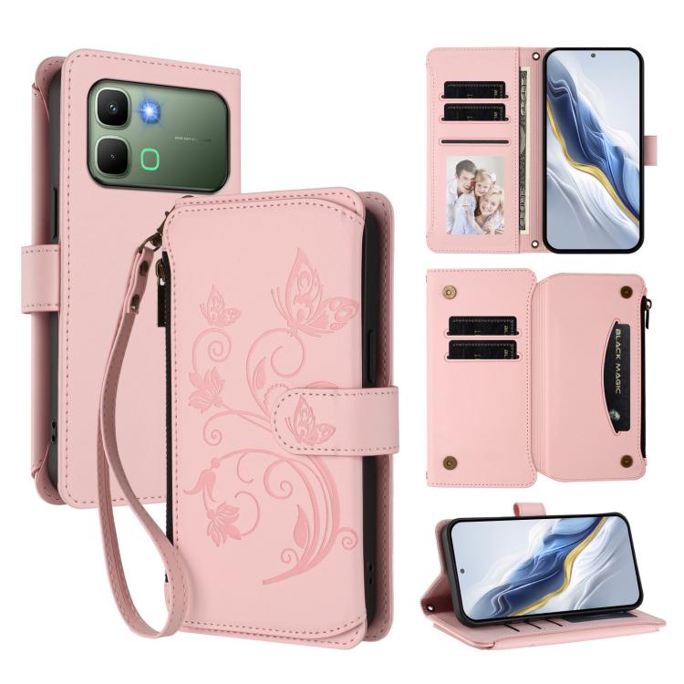 Butterfly Love Flower Multi-card Zipper Wallet Leather Phone Case, For Infinix GT 50 Pro 5G, For Infinix Note Edge 5G, For Infinix Smart 20 4G / X6840, For Infinix Note 60 / 60 Pro 5G, For Infinix Hot 60 4G / 60i 4G, For Infinix Smart 10 Plus 4G