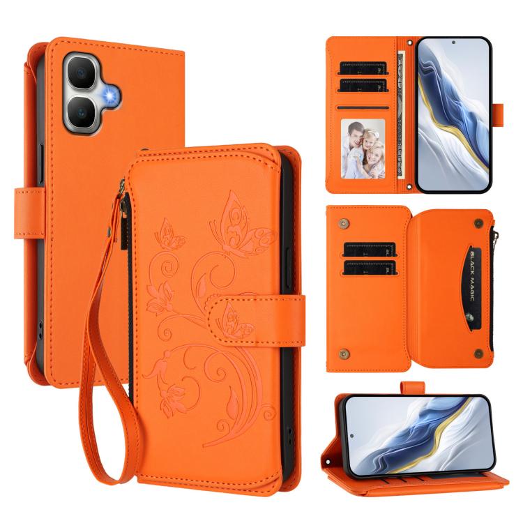 Butterfly Love Flower Multi-card Zipper Wallet Leather Phone Case, For Infinix GT 50 Pro 5G, For Infinix Note Edge 5G, For Infinix Smart 20 4G / X6840, For Infinix Note 60 / 60 Pro 5G, For Infinix Hot 60 4G / 60i 4G, For Infinix Smart 10 Plus 4G