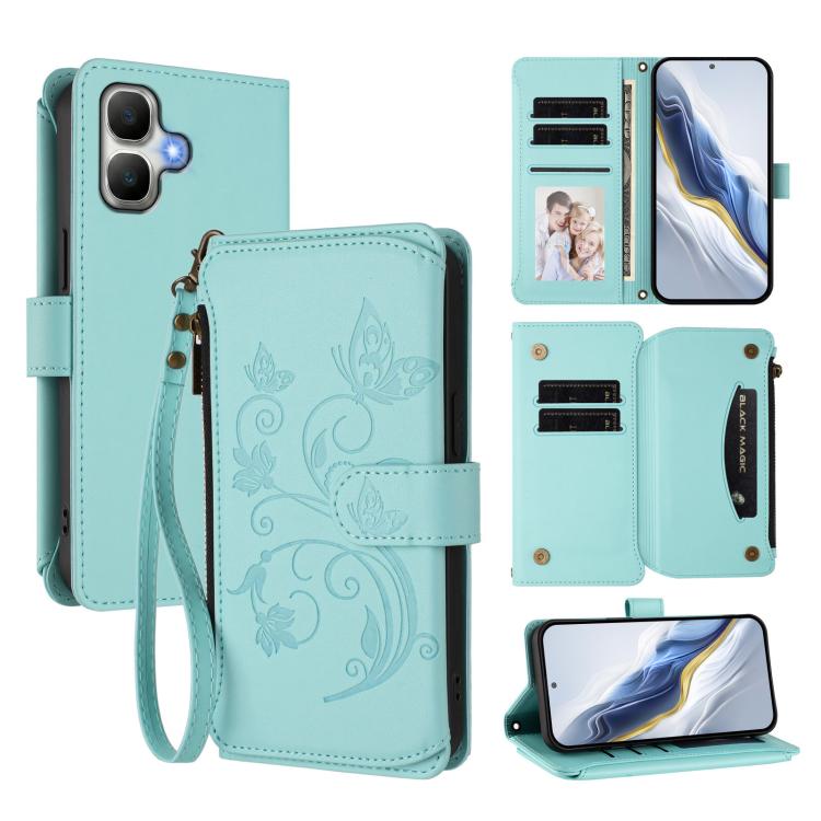 Butterfly Love Flower Multi-card Zipper Wallet Leather Phone Case, For Infinix GT 50 Pro 5G, For Infinix Note Edge 5G, For Infinix Smart 20 4G / X6840, For Infinix Note 60 / 60 Pro 5G, For Infinix Hot 60 4G / 60i 4G, For Infinix Smart 10 Plus 4G