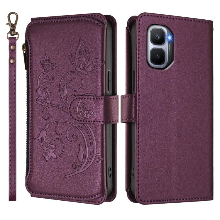 Butterfly Love Flower Multi-card Zipper Wallet Leather Phone Case, For Infinix GT 50 Pro 5G, For Infinix Note Edge 5G, For Infinix Smart 20 4G / X6840, For Infinix Note 60 / 60 Pro 5G, For Infinix Hot 60 4G / 60i 4G, For Infinix Smart 10 Plus 4G