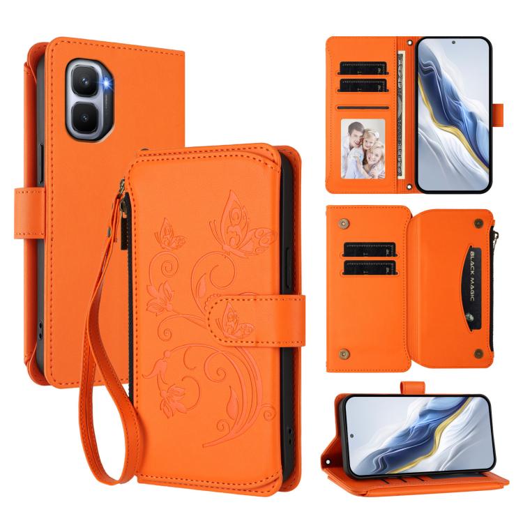 Butterfly Love Flower Multi-card Zipper Wallet Leather Phone Case, For Infinix GT 50 Pro 5G, For Infinix Note Edge 5G, For Infinix Smart 20 4G / X6840, For Infinix Note 60 / 60 Pro 5G, For Infinix Hot 60 4G / 60i 4G, For Infinix Smart 10 Plus 4G