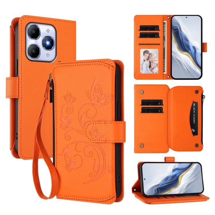 Butterfly Love Flower Multi-card Zipper Wallet Leather Phone Case, For Itel A200 4G / A200+ 4G, For Itel A95 5G, For Itel A90 4G, For Itel City 100, For Itel A58 Lite / A49 Play, For Itel S25 Ultra 4G Curved