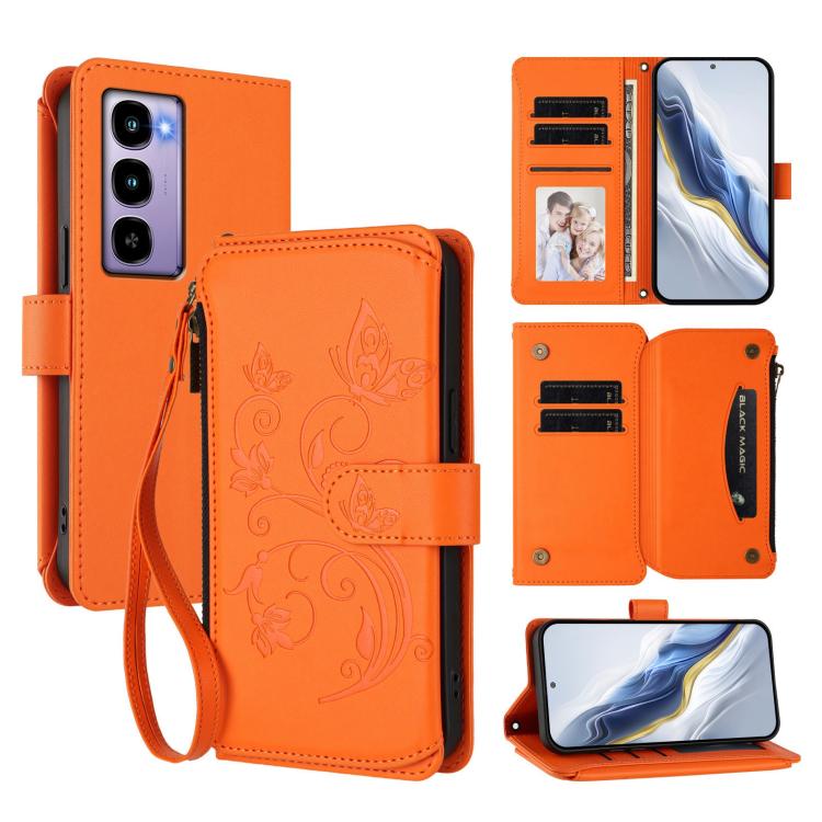 Butterfly Love Flower Multi-card Zipper Wallet Leather Phone Case, For Itel A200 4G / A200+ 4G, For Itel A95 5G, For Itel A90 4G, For Itel City 100, For Itel A58 Lite / A49 Play, For Itel S25 Ultra 4G Curved