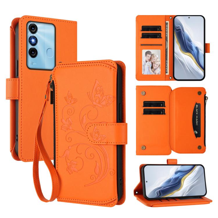 Butterfly Love Flower Multi-card Zipper Wallet Leather Phone Case, For Itel S23+, For Itel S23 / S665L, For Itel S18 / Vision 4, For Itel P40, For Itel P38 / S17 / Vision 3, For Itel S17 / S661W / Vision 3