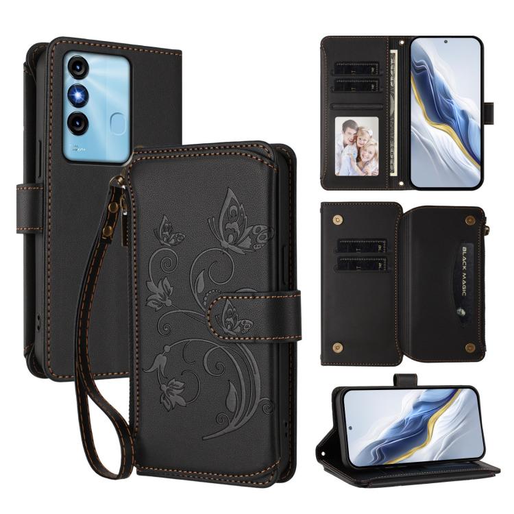 Butterfly Love Flower Multi-card Zipper Wallet Leather Phone Case, For Itel S23+, For Itel S23 / S665L, For Itel S18 / Vision 4, For Itel P40, For Itel P38 / S17 / Vision 3, For Itel S17 / S661W / Vision 3