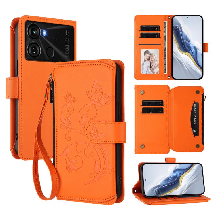 Butterfly Love Flower Multi-card Zipper Wallet Leather Phone Case, For Itel S23+, For Itel S23 / S665L, For Itel S18 / Vision 4, For Itel P40, For Itel P38 / S17 / Vision 3, For Itel S17 / S661W / Vision 3