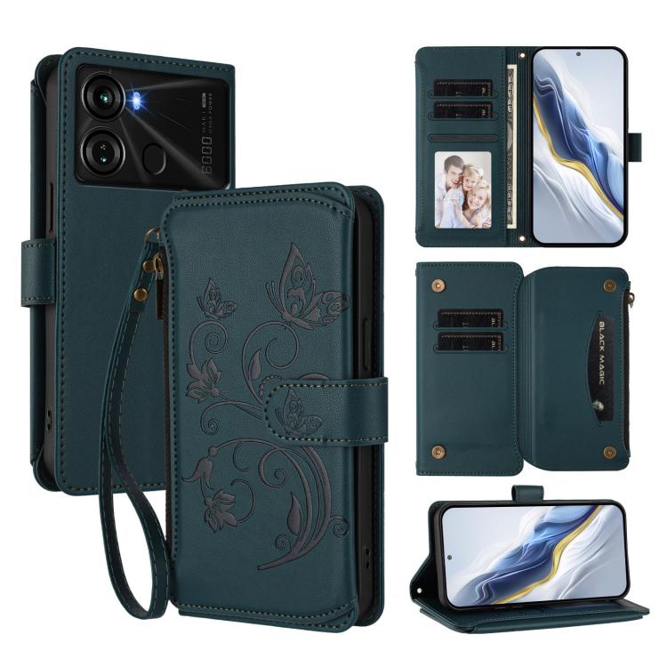 Butterfly Love Flower Multi-card Zipper Wallet Leather Phone Case, For Itel S23+, For Itel S23 / S665L, For Itel S18 / Vision 4, For Itel P40, For Itel P38 / S17 / Vision 3, For Itel S17 / S661W / Vision 3