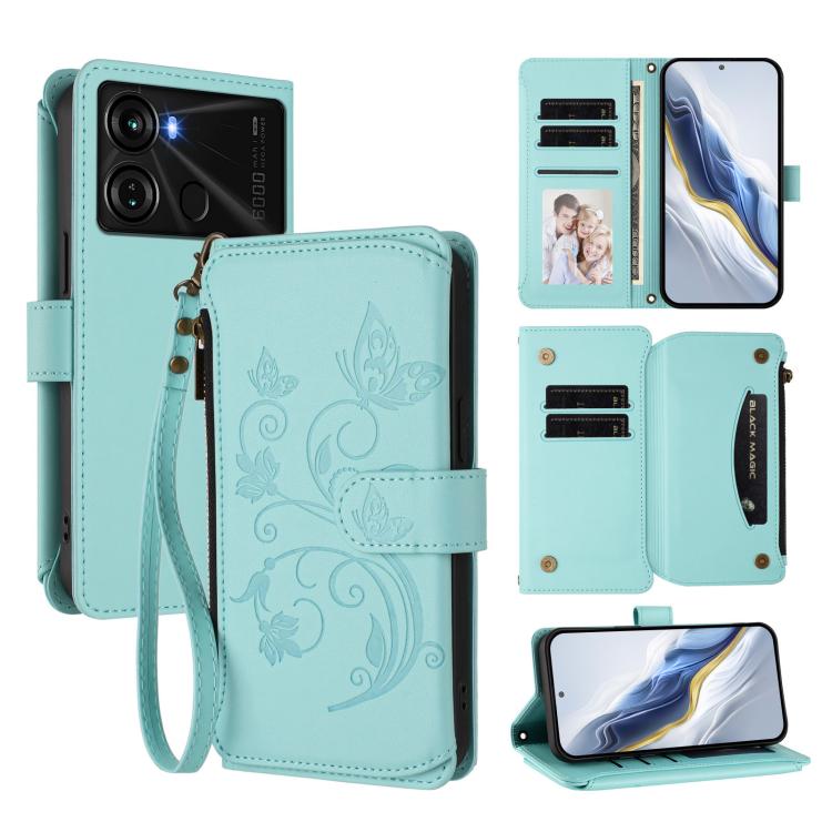 Butterfly Love Flower Multi-card Zipper Wallet Leather Phone Case, For Itel S23+, For Itel S23 / S665L, For Itel S18 / Vision 4, For Itel P40, For Itel P38 / S17 / Vision 3, For Itel S17 / S661W / Vision 3