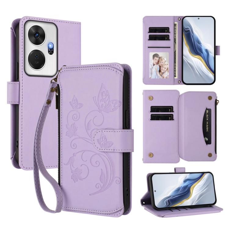 Butterfly Love Flower Multi-card Zipper Wallet Leather Phone Case, For Itel S24, For Itel P55+, For Itel P55 4G / Infinix Smart 8, For Itel A05s, For Itel A70, For Itel A60 / A60S