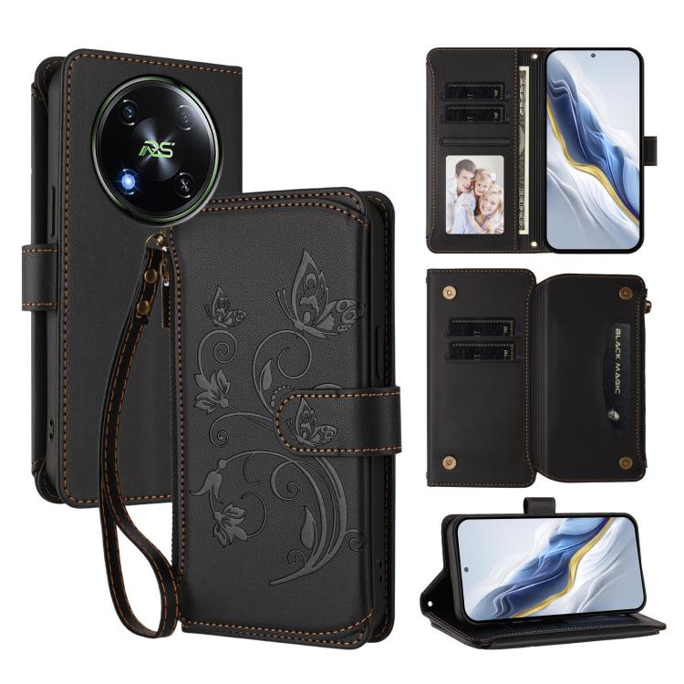 Butterfly Love Flower Multi-card Zipper Wallet Leather Phone Case, For Itel S25 4G Flat, For Itel A80 4G, For Itel A50C, For Itel A50, For Itel P55 5G, For Itel RS4 / S666LN