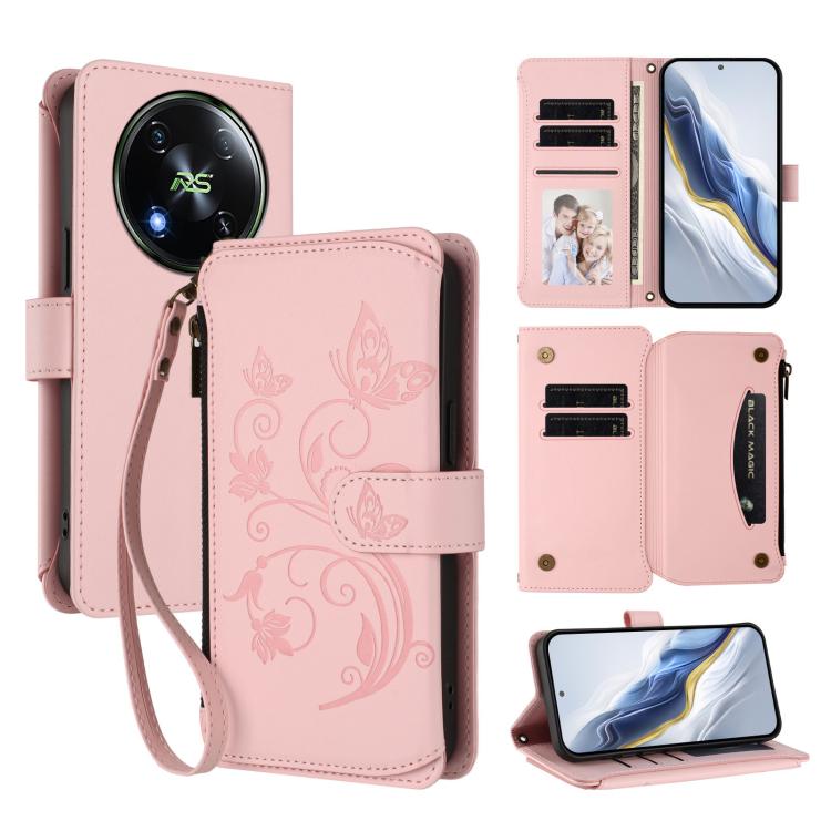 Butterfly Love Flower Multi-card Zipper Wallet Leather Phone Case, For Itel S25 4G Flat, For Itel A80 4G, For Itel A50C, For Itel A50, For Itel P55 5G, For Itel RS4 / S666LN