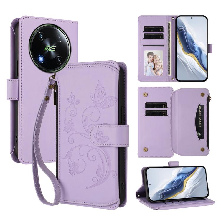 Butterfly Love Flower Multi-card Zipper Wallet Leather Phone Case, For Itel S25 4G Flat, For Itel A80 4G, For Itel A50C, For Itel A50, For Itel P55 5G, For Itel RS4 / S666LN