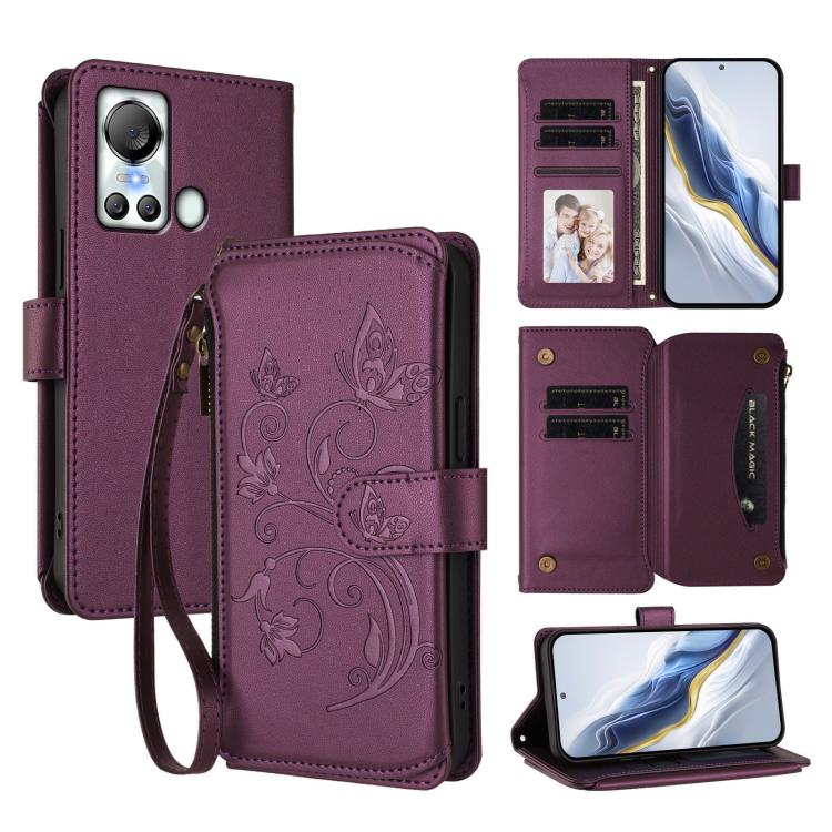 Butterfly Love Flower Multi-card Zipper Wallet Leather Phone Case, For Itel S23+, For Itel S23 / S665L, For Itel S18 / Vision 4, For Itel P40, For Itel P38 / S17 / Vision 3, For Itel S17 / S661W / Vision 3