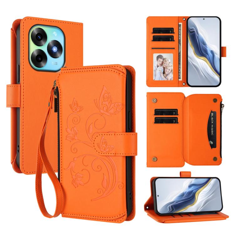 Butterfly Love Flower Multi-card Zipper Wallet Leather Phone Case, For Itel S23+, For Itel S23 / S665L, For Itel S18 / Vision 4, For Itel P40, For Itel P38 / S17 / Vision 3, For Itel S17 / S661W / Vision 3