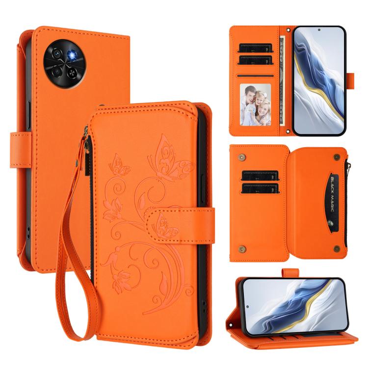 Butterfly Love Flower Multi-card Zipper Wallet Leather Phone Case, For Itel S23+, For Itel S23 / S665L, For Itel S18 / Vision 4, For Itel P40, For Itel P38 / S17 / Vision 3, For Itel S17 / S661W / Vision 3