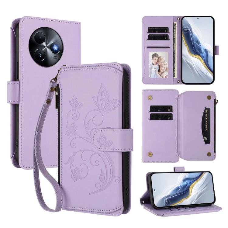 Butterfly Love Flower Multi-card Zipper Wallet Leather Phone Case, For Itel S24, For Itel P55+, For Itel P55 4G / Infinix Smart 8, For Itel A05s, For Itel A70, For Itel A60 / A60S