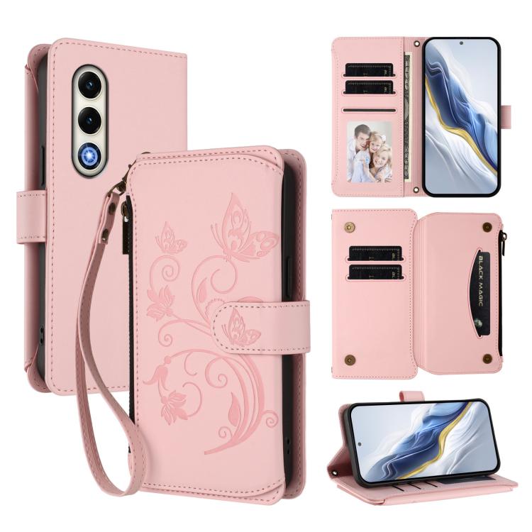 Butterfly Love Flower Multi-card Zipper Wallet Leather Phone Case, For Itel S25 4G Flat, For Itel A80 4G, For Itel A50C, For Itel A50, For Itel P55 5G, For Itel RS4 / S666LN