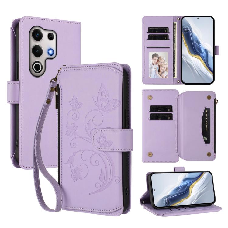 Butterfly Love Flower Multi-card Zipper Wallet Leather Phone Case, For Itel A200 4G / A200+ 4G, For Itel A95 5G, For Itel A90 4G, For Itel City 100, For Itel A58 Lite / A49 Play, For Itel S25 Ultra 4G Curved