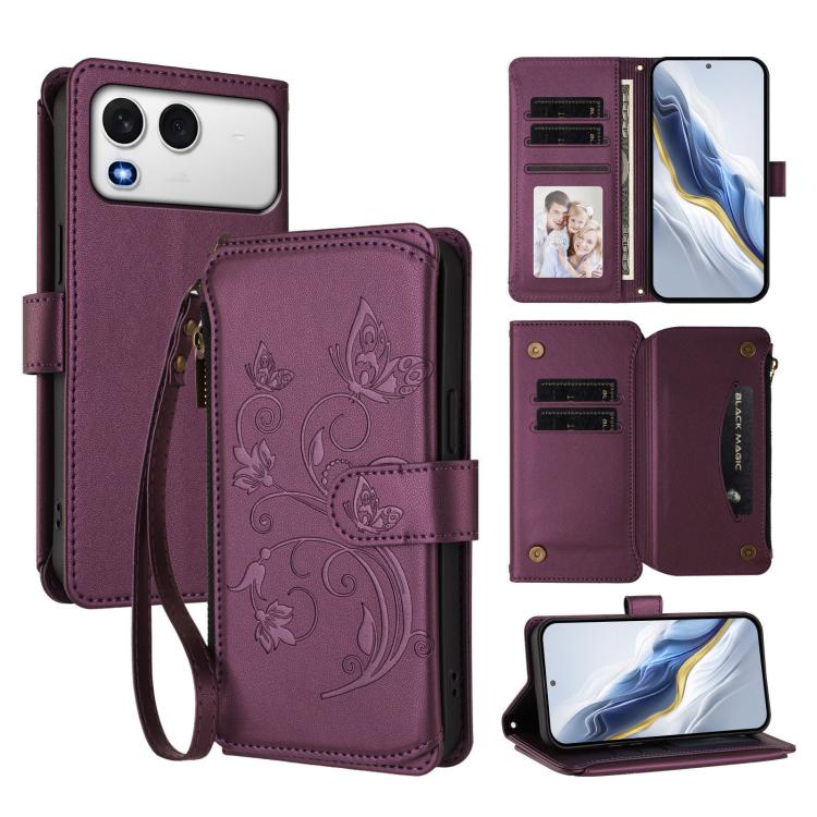 Butterfly Love Flower Multi-card Zipper Wallet Leather Phone Case, For Itel A200 4G / A200+ 4G, For Itel A95 5G, For Itel A90 4G, For Itel City 100, For Itel A58 Lite / A49 Play, For Itel S25 Ultra 4G Curved