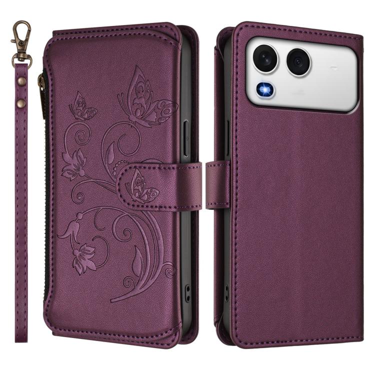 Butterfly Love Flower Multi-card Zipper Wallet Leather Phone Case, For Itel A200 4G / A200+ 4G, For Itel A95 5G, For Itel A90 4G, For Itel City 100, For Itel A58 Lite / A49 Play, For Itel S25 Ultra 4G Curved