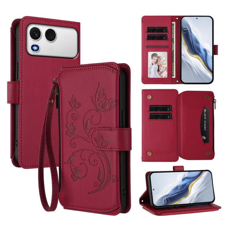 Butterfly Love Flower Multi-card Zipper Wallet Leather Phone Case, For Itel A200 4G / A200+ 4G, For Itel A95 5G, For Itel A90 4G, For Itel City 100, For Itel A58 Lite / A49 Play, For Itel S25 Ultra 4G Curved