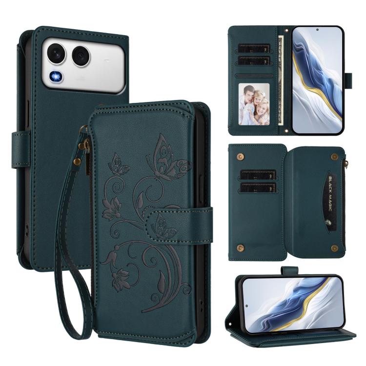 Butterfly Love Flower Multi-card Zipper Wallet Leather Phone Case, For Itel A200 4G / A200+ 4G, For Itel A95 5G, For Itel A90 4G, For Itel City 100, For Itel A58 Lite / A49 Play, For Itel S25 Ultra 4G Curved