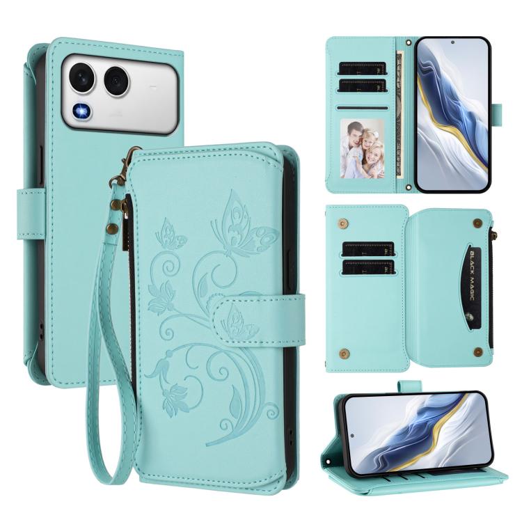Butterfly Love Flower Multi-card Zipper Wallet Leather Phone Case, For Itel A200 4G / A200+ 4G, For Itel A95 5G, For Itel A90 4G, For Itel City 100, For Itel A58 Lite / A49 Play, For Itel S25 Ultra 4G Curved