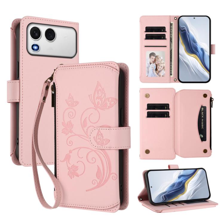 Butterfly Love Flower Multi-card Zipper Wallet Leather Phone Case, For Itel A200 4G / A200+ 4G, For Itel A95 5G, For Itel A90 4G, For Itel City 100, For Itel A58 Lite / A49 Play, For Itel S25 Ultra 4G Curved