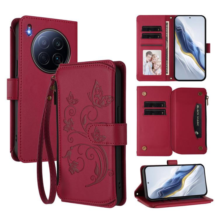 Butterfly Love Flower Multi-card Zipper Wallet Leather Phone Case, For Tecno Spark GO 2025 / 1S, For Tecno Camon 40 Pro 5G, For Tecno Camon 40 Premier, For Tecno Camon 40 4G, For Tecno Spark 30C 5G / Pop 9 5G, For Tecno Camon 30S / 30S Pro