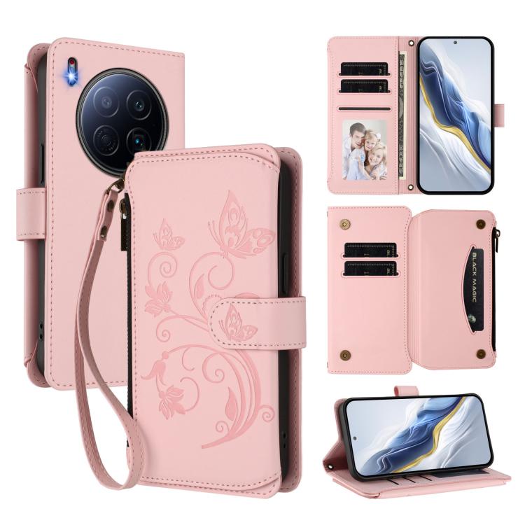 Butterfly Love Flower Multi-card Zipper Wallet Leather Phone Case, For Tecno Spark GO 2025 / 1S, For Tecno Camon 40 Pro 5G, For Tecno Camon 40 Premier, For Tecno Camon 40 4G, For Tecno Spark 30C 5G / Pop 9 5G, For Tecno Camon 30S / 30S Pro