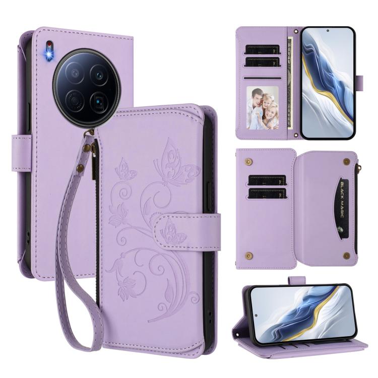 Butterfly Love Flower Multi-card Zipper Wallet Leather Phone Case, For Tecno Spark GO 2025 / 1S, For Tecno Camon 40 Pro 5G, For Tecno Camon 40 Premier, For Tecno Camon 40 4G, For Tecno Spark 30C 5G / Pop 9 5G, For Tecno Camon 30S / 30S Pro