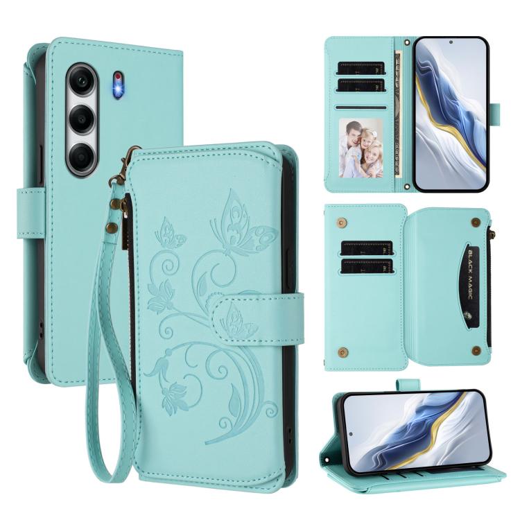 Butterfly Love Flower Multi-card Zipper Wallet Leather Phone Case, For Tecno Spark GO 2025 / 1S, For Tecno Camon 40 Pro 5G, For Tecno Camon 40 Premier, For Tecno Camon 40 4G, For Tecno Spark 30C 5G / Pop 9 5G, For Tecno Camon 30S / 30S Pro