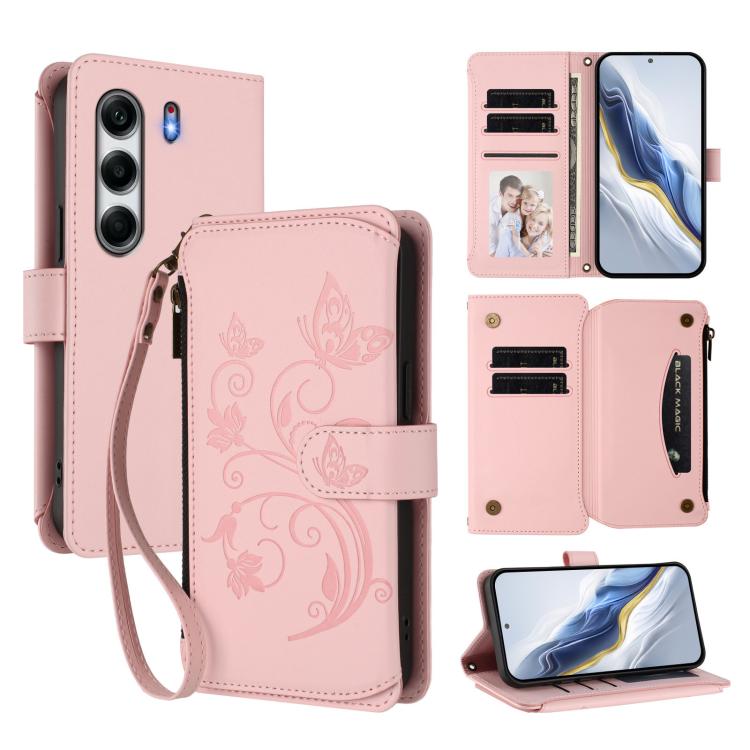 Butterfly Love Flower Multi-card Zipper Wallet Leather Phone Case, For Tecno Spark GO 2025 / 1S, For Tecno Camon 40 Pro 5G, For Tecno Camon 40 Premier, For Tecno Camon 40 4G, For Tecno Spark 30C 5G / Pop 9 5G, For Tecno Camon 30S / 30S Pro