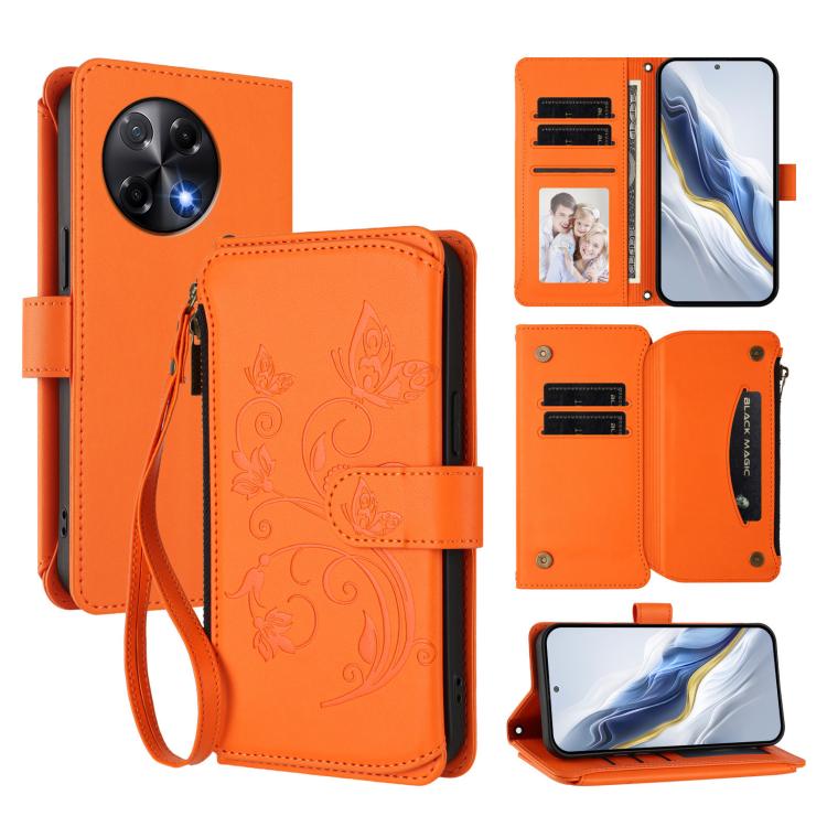 Butterfly Love Flower Multi-card Zipper Wallet Leather Phone Case, For Tecno Spark GO 2025 / 1S, For Tecno Camon 40 Pro 5G, For Tecno Camon 40 Premier, For Tecno Camon 40 4G, For Tecno Spark 30C 5G / Pop 9 5G, For Tecno Camon 30S / 30S Pro