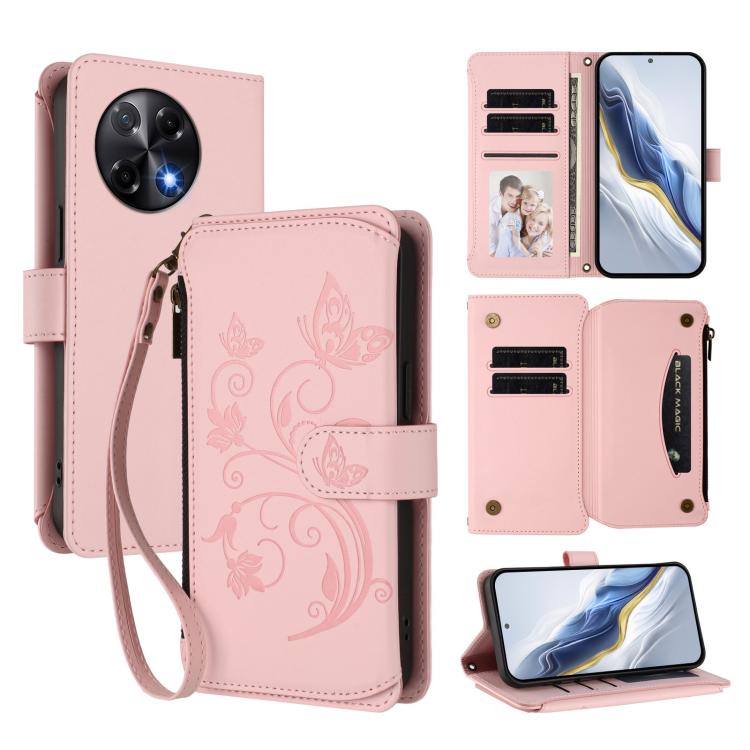 Butterfly Love Flower Multi-card Zipper Wallet Leather Phone Case, For Tecno Spark GO 2025 / 1S, For Tecno Camon 40 Pro 5G, For Tecno Camon 40 Premier, For Tecno Camon 40 4G, For Tecno Spark 30C 5G / Pop 9 5G, For Tecno Camon 30S / 30S Pro