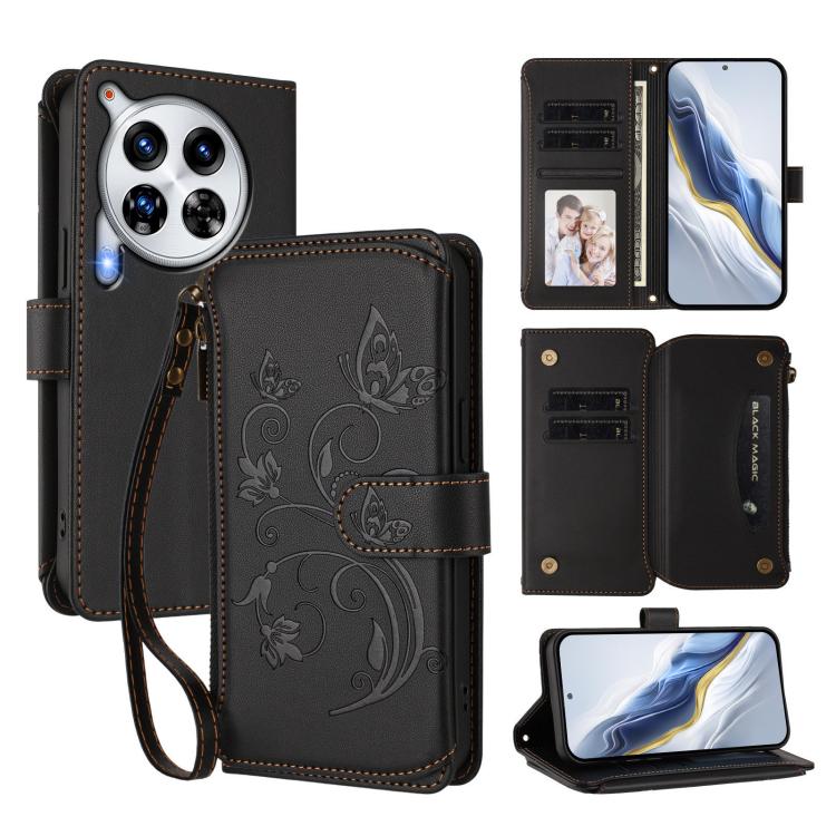 Butterfly Love Flower Multi-card Zipper Wallet Leather Phone Case, For Tecno Pop 6C, For Tecno Spark 10 Pro Magic, For Tecno Camon 30 Premier, For Tecno Pova 6 4G, For Tecno Pova 6 5G / 6 Pro 5G, For Tecno Camon 30 Pro 5G