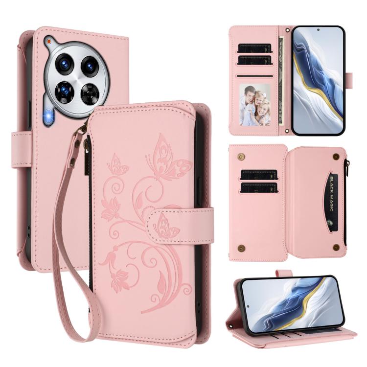 Butterfly Love Flower Multi-card Zipper Wallet Leather Phone Case, For Tecno Pop 6C, For Tecno Spark 10 Pro Magic, For Tecno Camon 30 Premier, For Tecno Pova 6 4G, For Tecno Pova 6 5G / 6 Pro 5G, For Tecno Camon 30 Pro 5G