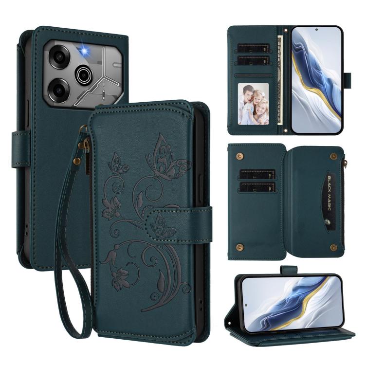 Butterfly Love Flower Multi-card Zipper Wallet Leather Phone Case, For Tecno Pop 6C, For Tecno Spark 10 Pro Magic, For Tecno Camon 30 Premier, For Tecno Pova 6 4G, For Tecno Pova 6 5G / 6 Pro 5G, For Tecno Camon 30 Pro 5G