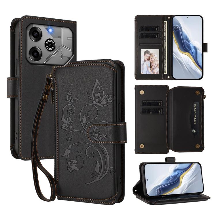 Butterfly Love Flower Multi-card Zipper Wallet Leather Phone Case, For Tecno Pop 6C, For Tecno Spark 10 Pro Magic, For Tecno Camon 30 Premier, For Tecno Pova 6 4G, For Tecno Pova 6 5G / 6 Pro 5G, For Tecno Camon 30 Pro 5G