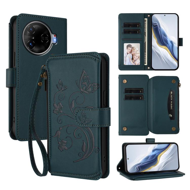Butterfly Love Flower Multi-card Zipper Wallet Leather Phone Case, For Tecno Pop 6C, For Tecno Spark 10 Pro Magic, For Tecno Camon 30 Premier, For Tecno Pova 6 4G, For Tecno Pova 6 5G / 6 Pro 5G, For Tecno Camon 30 Pro 5G