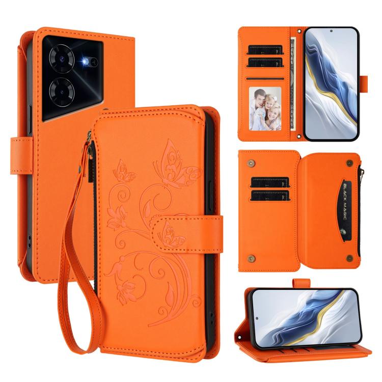 Butterfly Love Flower Multi-card Zipper Wallet Leather Phone Case, For Tecno Camon 30 4G / 5G, For Tecno Spark 20 Pro+ 4G, For Tecno Spark GO 2024 4G / 20 4G, For Tecno Pova 5 Pro 5G, For Tecno Pova Neo 3, For Tecno Pova 5