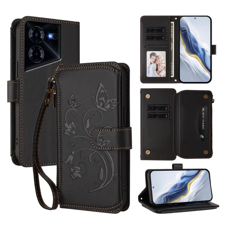 Butterfly Love Flower Multi-card Zipper Wallet Leather Phone Case, For Tecno Camon 30 4G / 5G, For Tecno Spark 20 Pro+ 4G, For Tecno Spark GO 2024 4G / 20 4G, For Tecno Pova 5 Pro 5G, For Tecno Pova Neo 3, For Tecno Pova 5