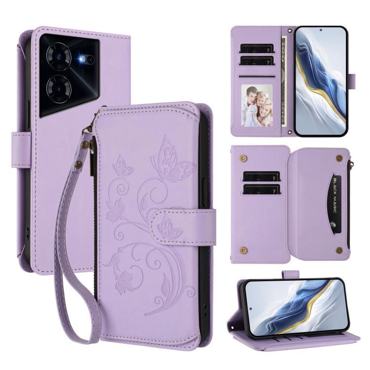 Butterfly Love Flower Multi-card Zipper Wallet Leather Phone Case, For Tecno Camon 30 4G / 5G, For Tecno Spark 20 Pro+ 4G, For Tecno Spark GO 2024 4G / 20 4G, For Tecno Pova 5 Pro 5G, For Tecno Pova Neo 3, For Tecno Pova 5
