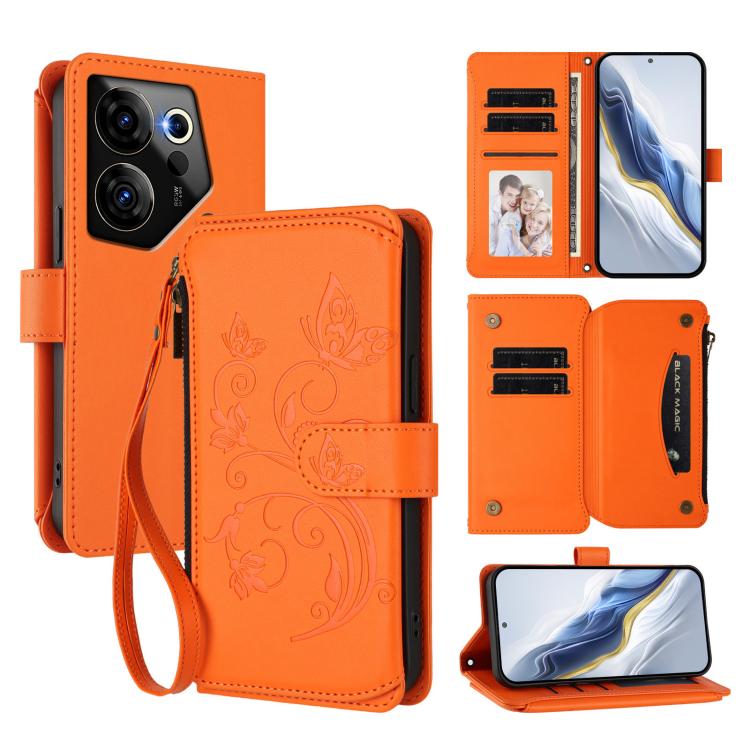 Butterfly Love Flower Multi-card Zipper Wallet Leather Phone Case, For Tecno Camon 20 Premier 5G, For Tecno Camon 20 Pro 5G, For Tecno Camon 20 4G / 20 Pro 4G, For Tecno Spark 10 5G, For Tecno Spark 10C / 10 4G, For Tecno Spark 10 Pro 4G / K17 4G