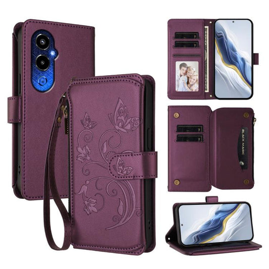 Butterfly Love Flower Multi-card Zipper Wallet Leather Phone Case, For Tecno Pova 4 Pro, For Tecno Pova 4, For Tecno Pova Neo 2, For Tecno Spark GO 2022 / 8C / 9, For Tecno Spark 9T / 9 Pro, For Tecno Camon 19 / 19 Pro 5G