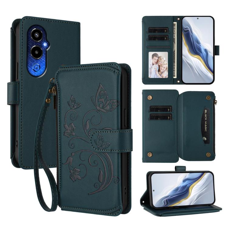 Butterfly Love Flower Multi-card Zipper Wallet Leather Phone Case, For Tecno Pova 4 Pro, For Tecno Pova 4, For Tecno Pova Neo 2, For Tecno Spark GO 2022 / 8C / 9, For Tecno Spark 9T / 9 Pro, For Tecno Camon 19 / 19 Pro 5G