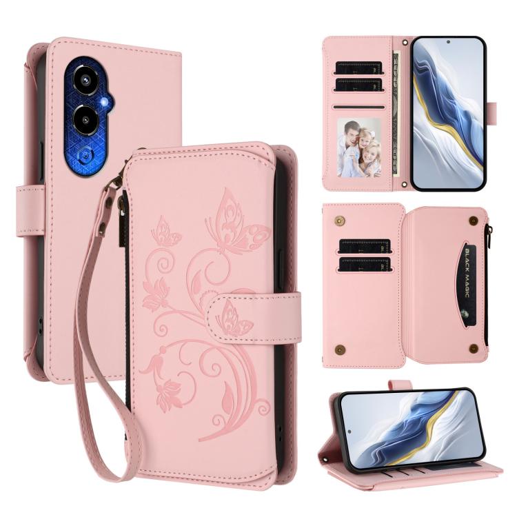 Butterfly Love Flower Multi-card Zipper Wallet Leather Phone Case, For Tecno Pova 4 Pro, For Tecno Pova 4, For Tecno Pova Neo 2, For Tecno Spark GO 2022 / 8C / 9, For Tecno Spark 9T / 9 Pro, For Tecno Camon 19 / 19 Pro 5G