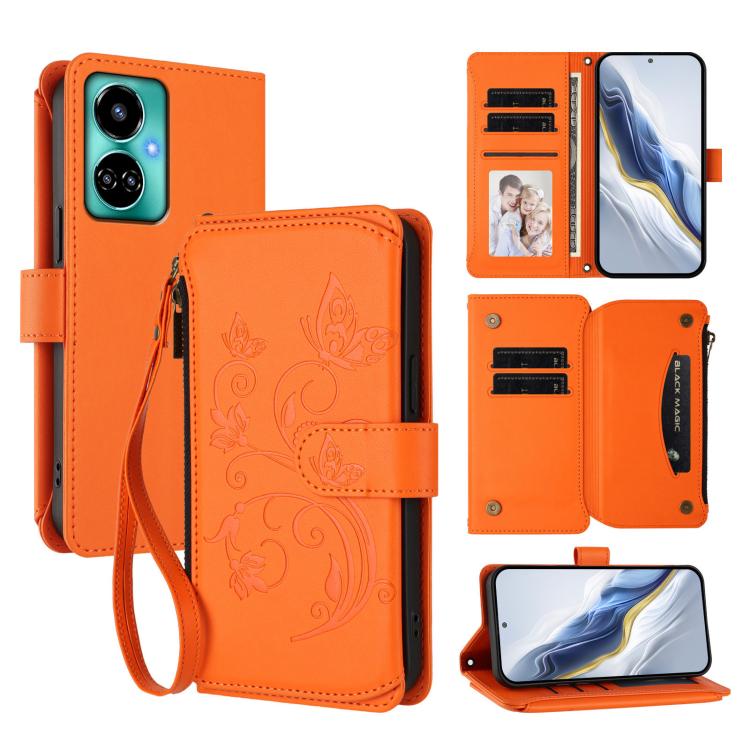 Butterfly Love Flower Multi-card Zipper Wallet Leather Phone Case, For Tecno Pova 4 Pro, For Tecno Pova 4, For Tecno Pova Neo 2, For Tecno Spark GO 2022 / 8C / 9, For Tecno Spark 9T / 9 Pro, For Tecno Camon 19 / 19 Pro 5G