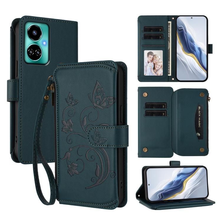 Butterfly Love Flower Multi-card Zipper Wallet Leather Phone Case, For Tecno Pova 4 Pro, For Tecno Pova 4, For Tecno Pova Neo 2, For Tecno Spark GO 2022 / 8C / 9, For Tecno Spark 9T / 9 Pro, For Tecno Camon 19 / 19 Pro 5G